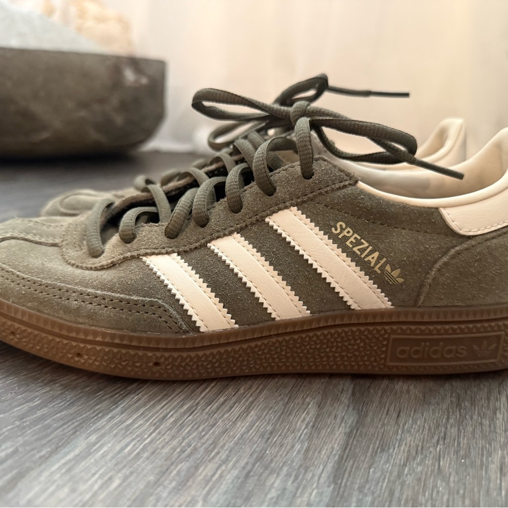 Adidas Spezial Olive Green and White Sneakers